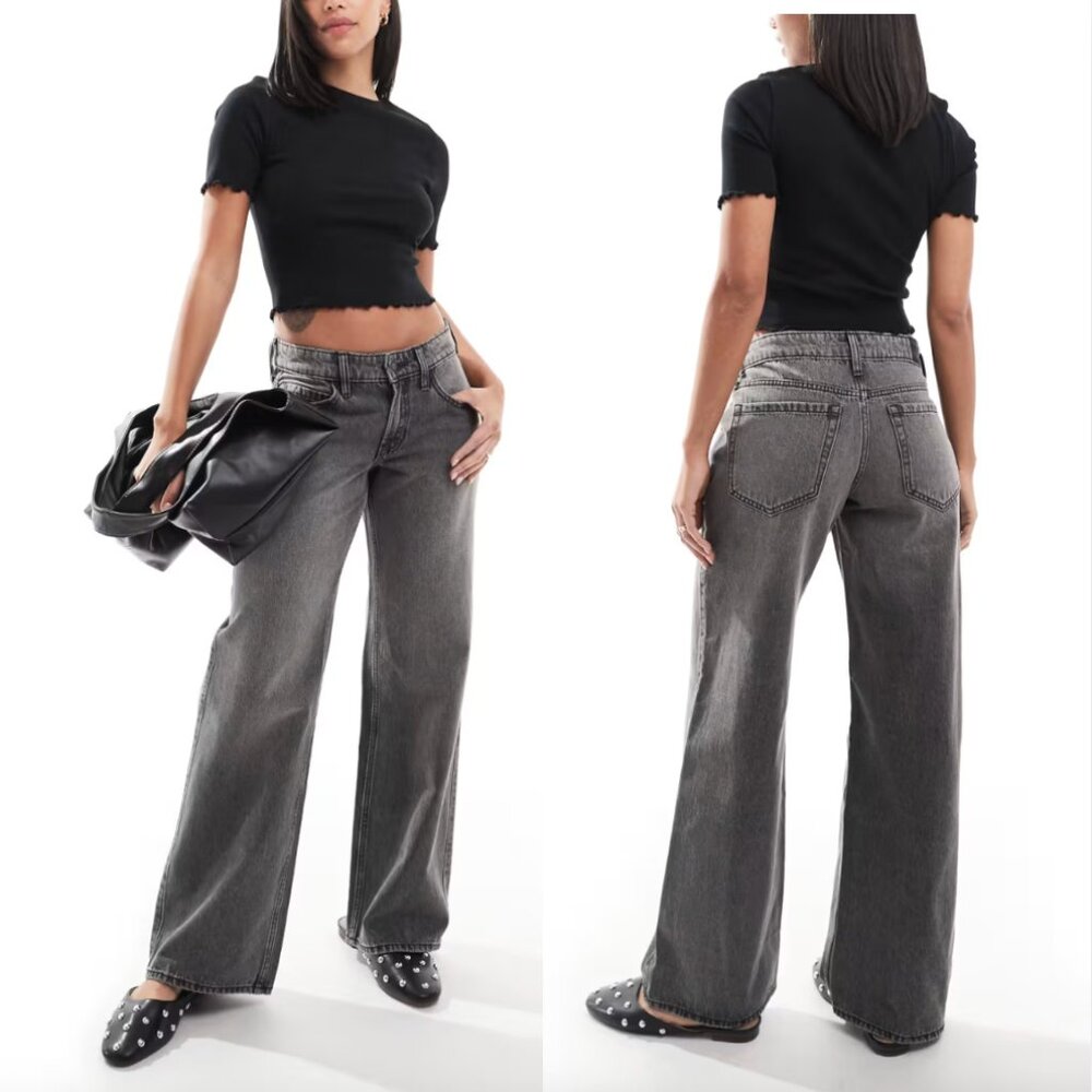 Hollister Low-Rise Baggy Jeans Black Denim
